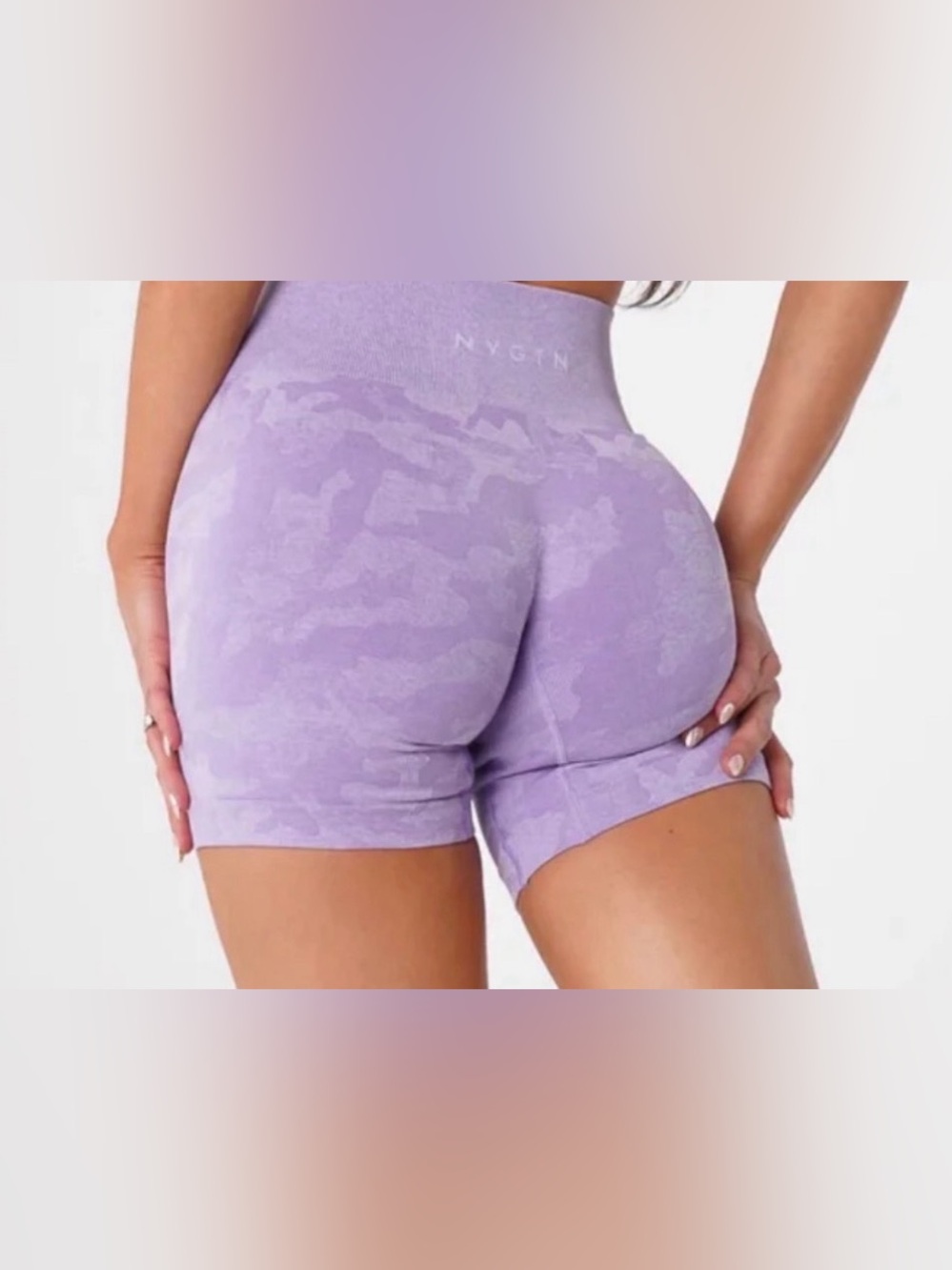 NVGTN Lavender Leopard High-Waist Seamless Shorts size M NWT